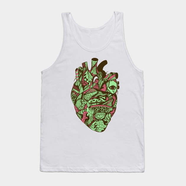 Pink Mint Transparent Heart Tank Top by kenallouis